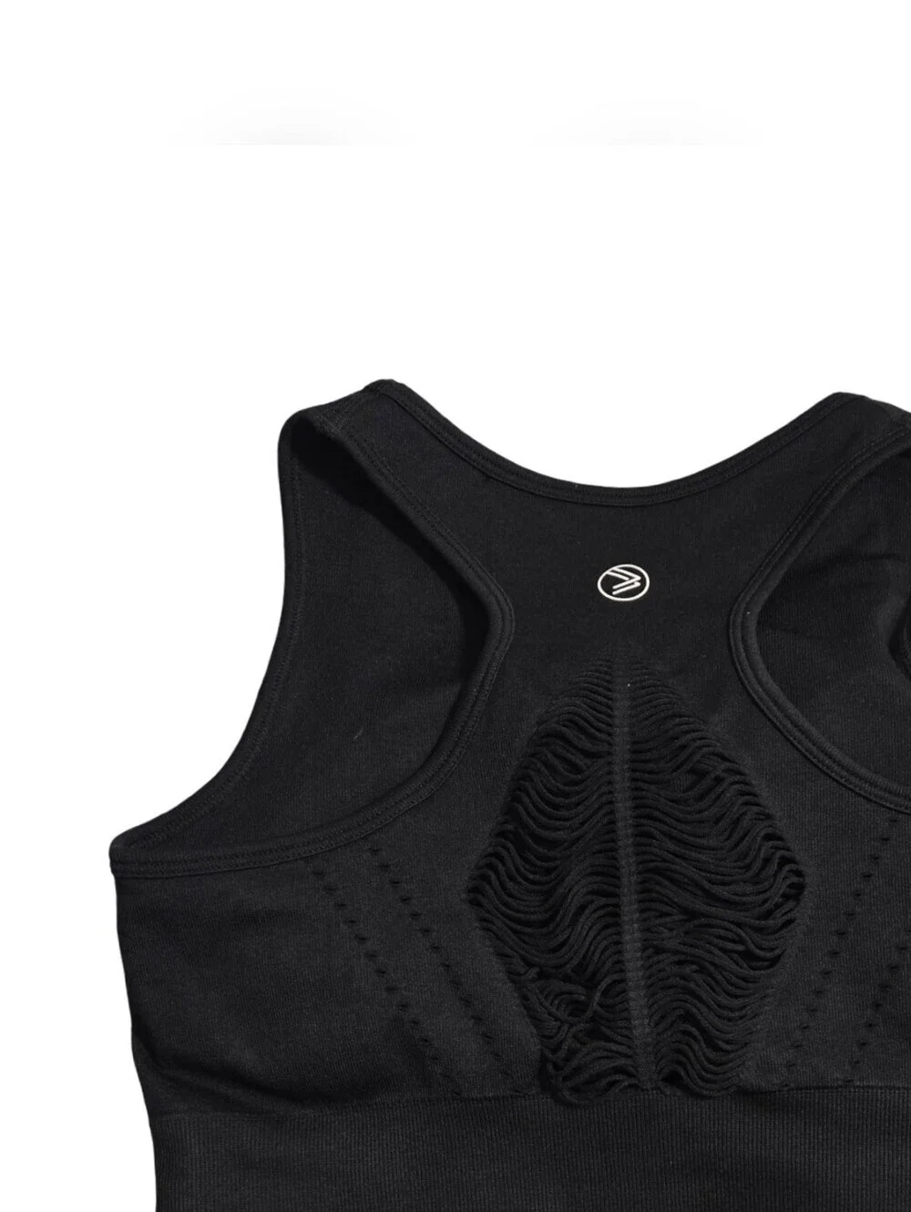 Savvi Black Textured Cropped Sports Bra Knit Athleisure Athletic Size Med